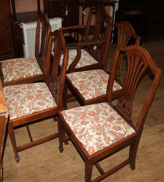 A set of five George III mahogany dining chairs